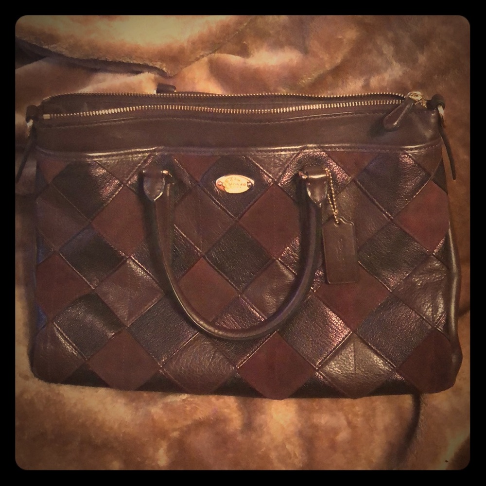 Leather and suede Coach handbag